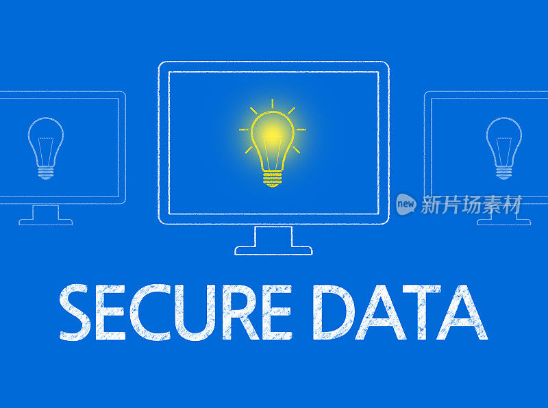 安全数据(爱迪生灯泡概念)-商业黑板背景