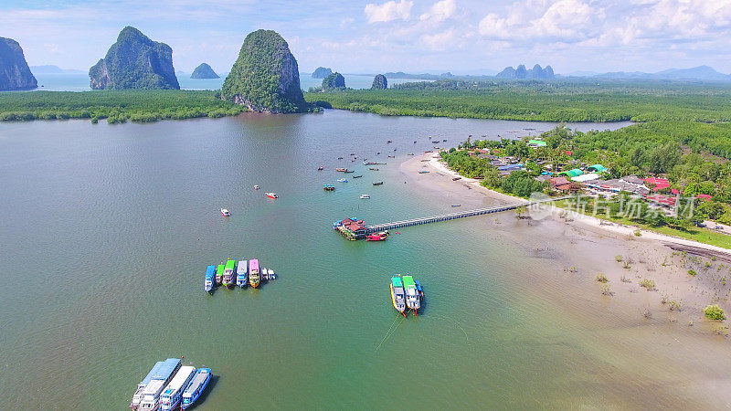 鸟瞰泰国南部的海景和海岸线