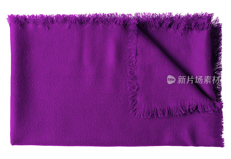 紫罗兰折叠羊毛披肩毯子孤立在白色