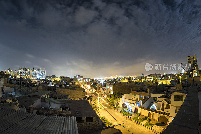 秘鲁特鲁希略夜间城市景观