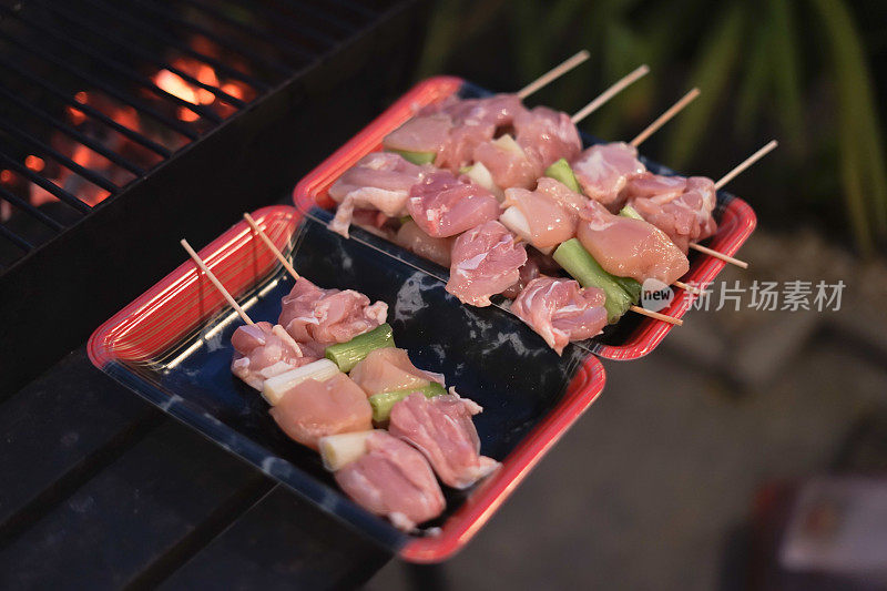 日本烧烤烤鸡肉串