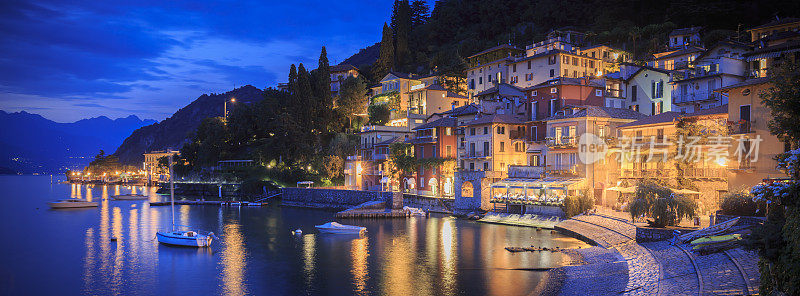 意大利科莫湖岸边Varenna的房子、酒吧和餐馆