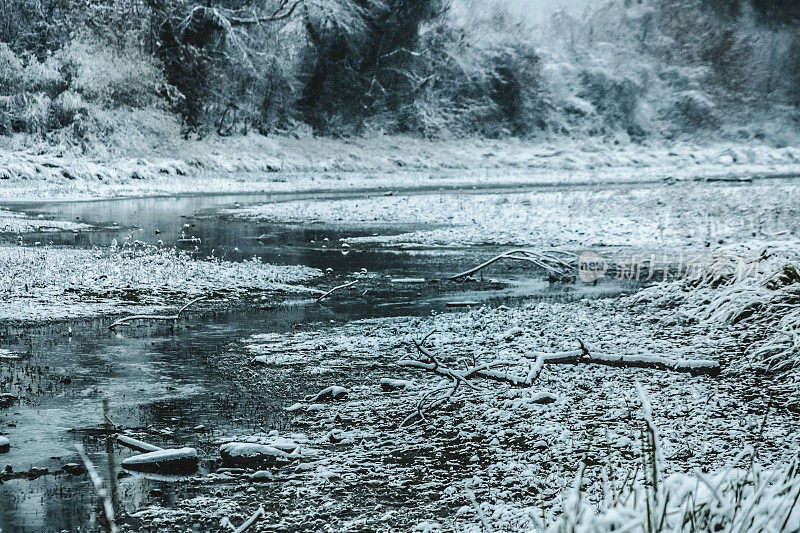 第一场雪，多瑙河的冬景――河口和沼泽