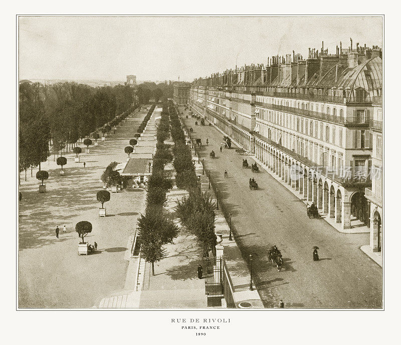 里沃利街，古董巴黎照片，1893年