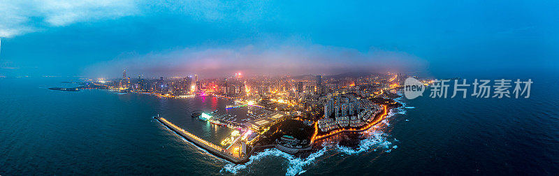 航拍青岛城市建筑风景，中国