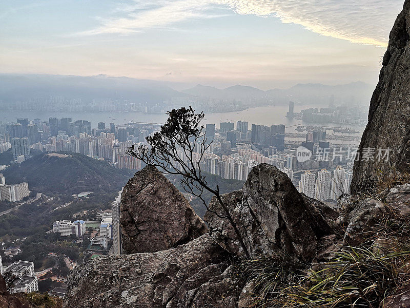 从九龙山顶俯瞰香港市容