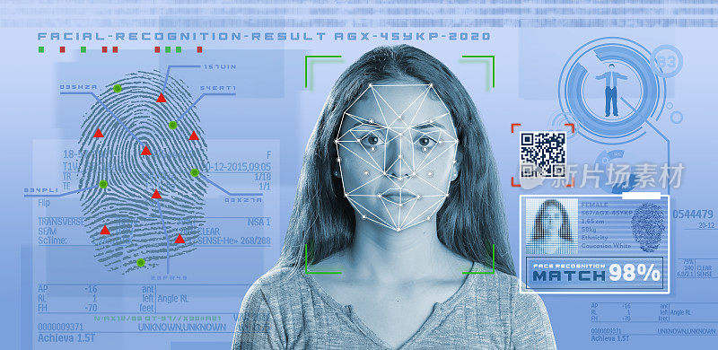 面向年轻女性身份验证的人脸识别技术概念GUI