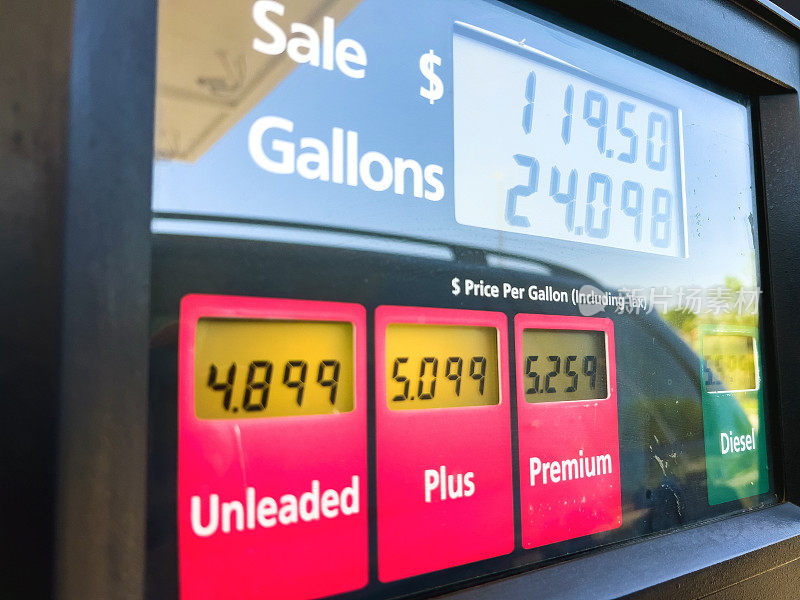 高通货膨胀期间加油站油泵价格有三种不同的价格