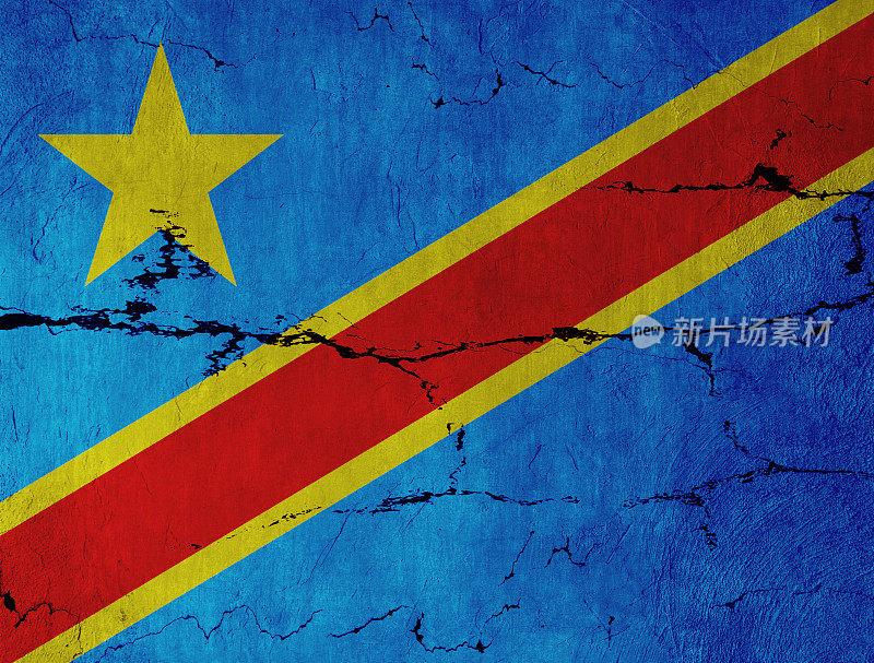 裂缝墙上的刚果国旗