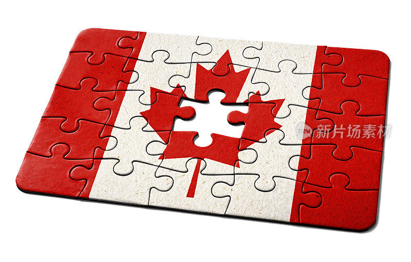 加拿大国旗就像一个拼图，缺了最后一块