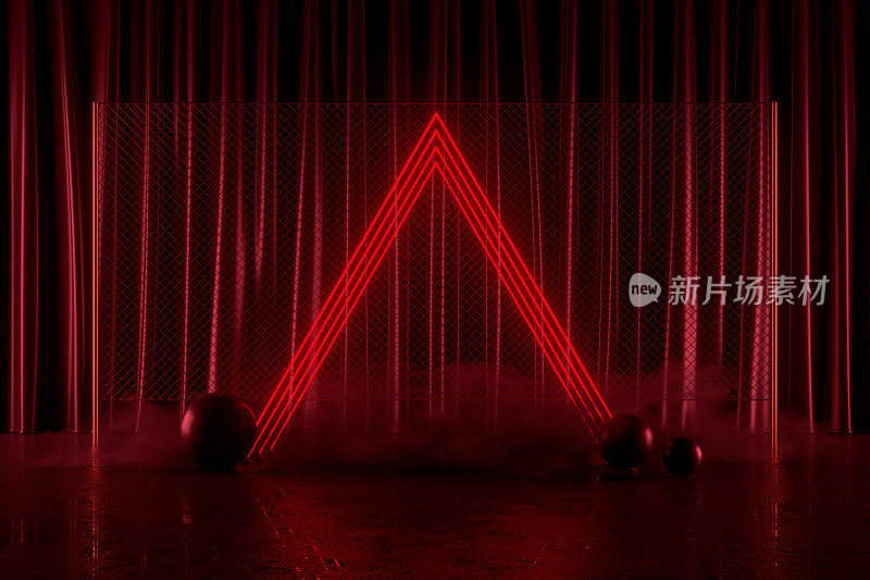 红色霓虹灯闪烁幕展背景圣诞新年概念