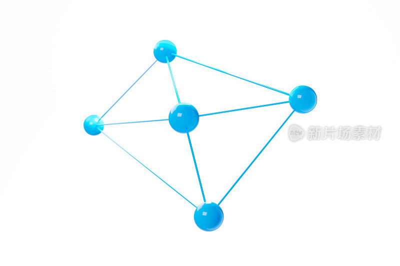 白色背景上的蓝色连接分子