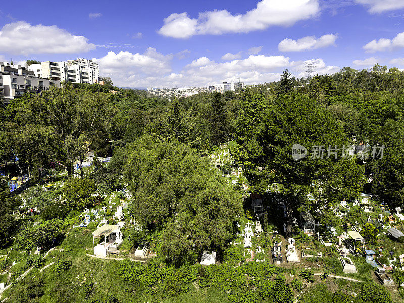 墨西哥城居民区桥下的墓地