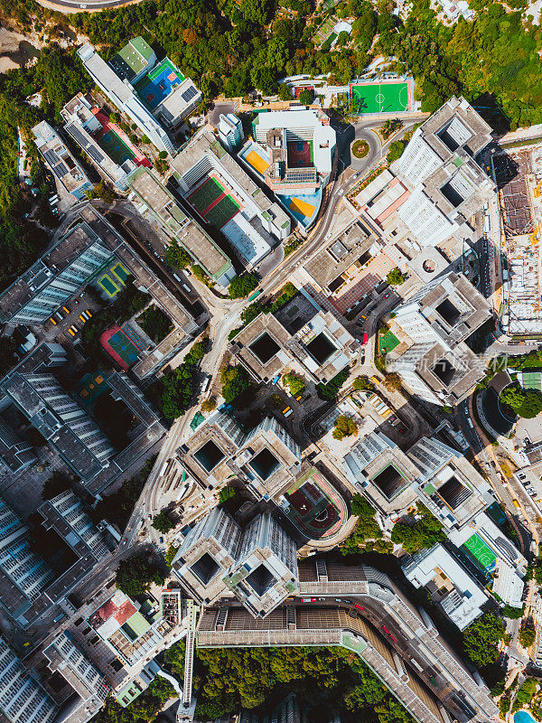 鸟瞰香港薄扶林住宅小区