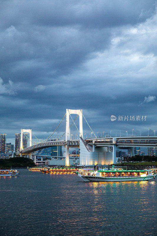 东京市中心的天际线和夜虹桥