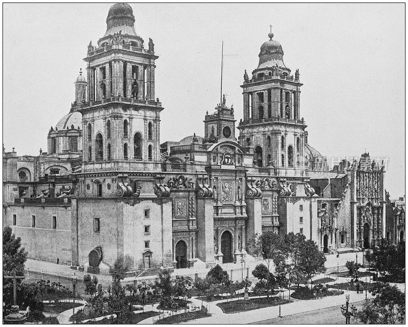 来自美国海军和陆军的古老历史照片:墨西哥城大教堂