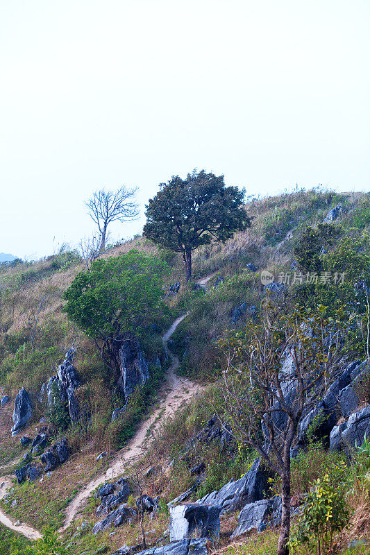 土发塘山顶下的小径及岩石