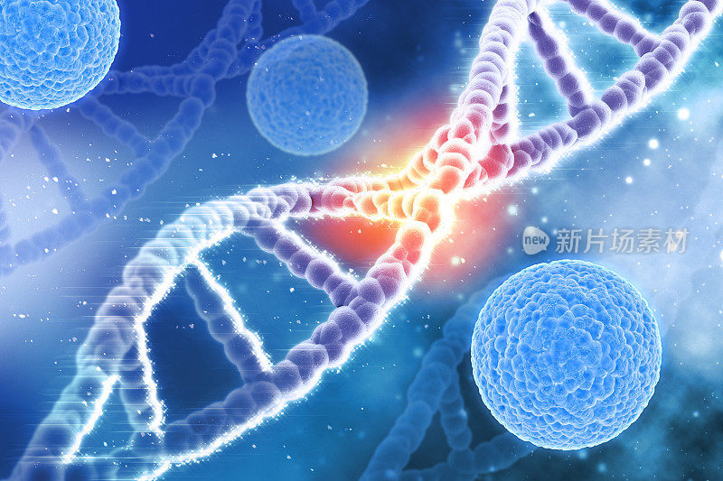 3D医学背景病毒细胞和DNA链