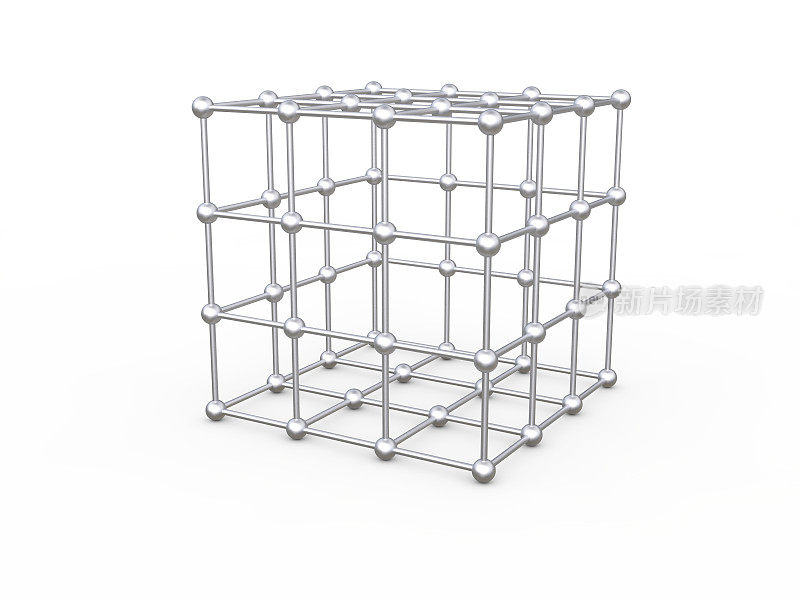 原子金属笼子。三维渲染