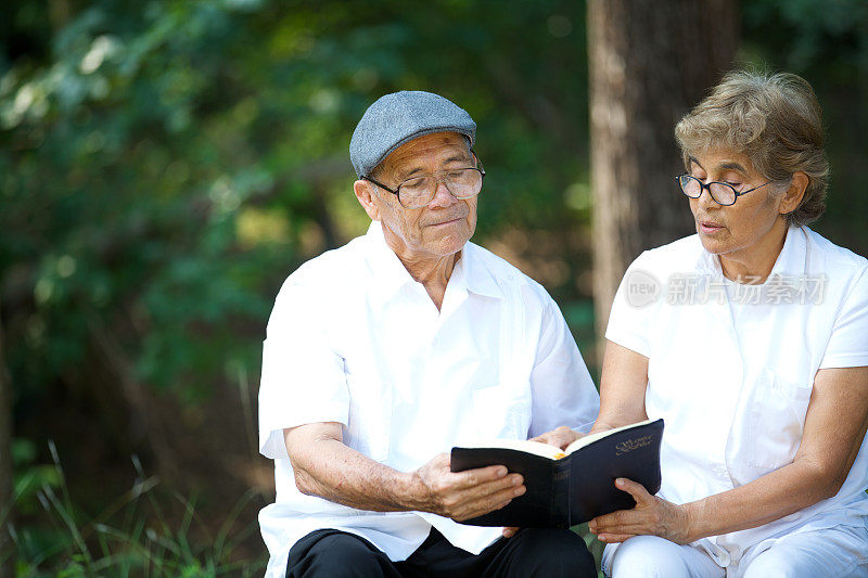 一对读圣经的老夫妇