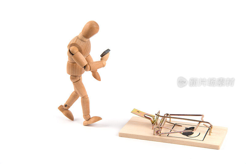 会走路的木制人体模型只看智能手机-老鼠陷阱