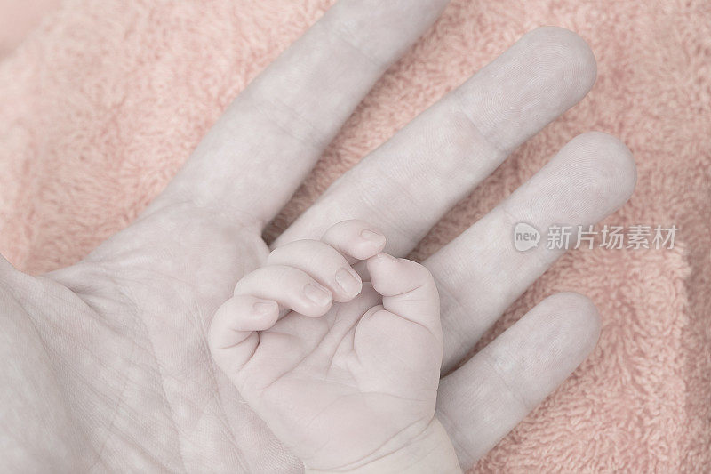 父亲和新生婴儿的手