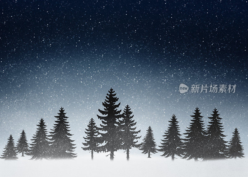 圣诞树在雪中