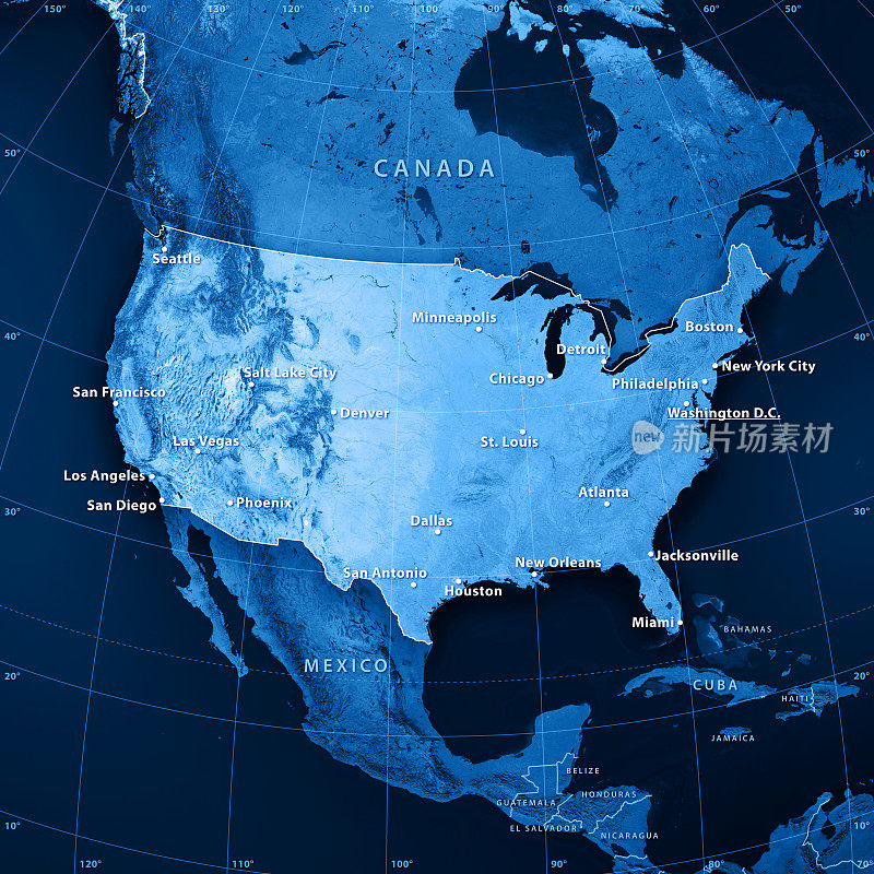 美国城市地形图