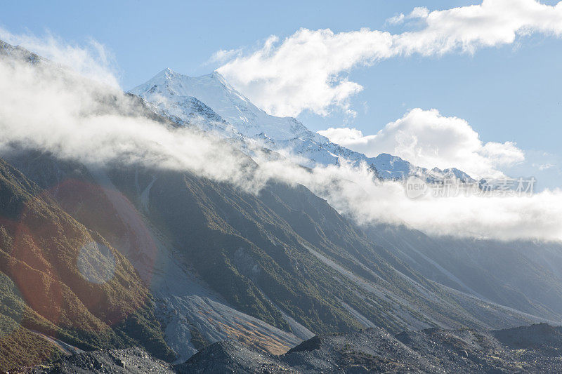 库克山和两个山峰的美丽景色