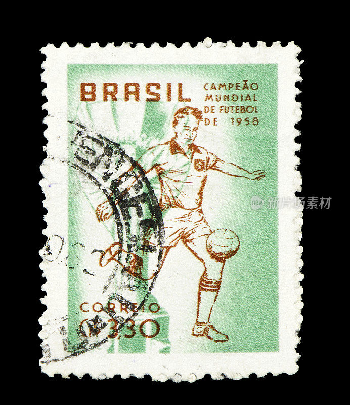 巴西邮票，黑色背景。