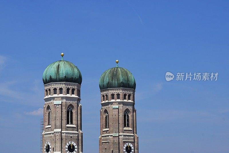 慕尼黑巴伐利亚。圣母教堂的两座塔。