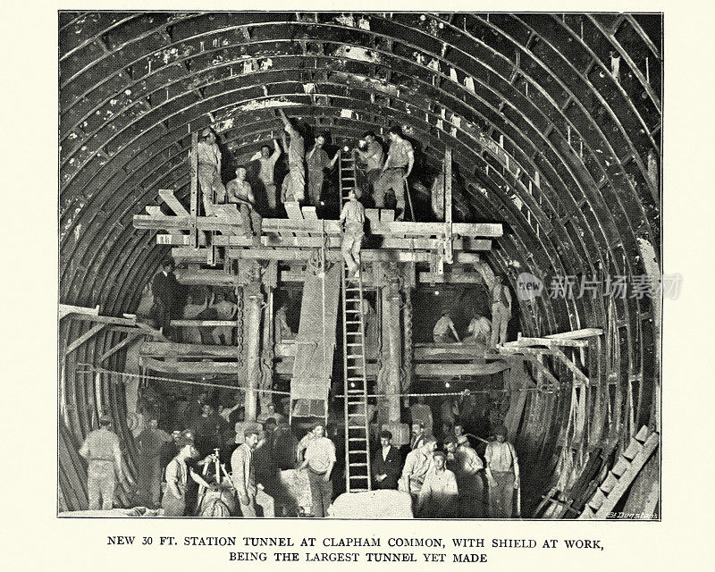 克拉彭公共建筑车站隧道，伦敦地铁，1899年