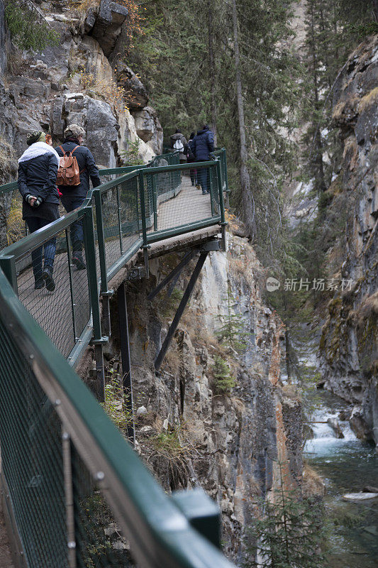 在加拿大落基山脉徒步旅行的成熟夫妇