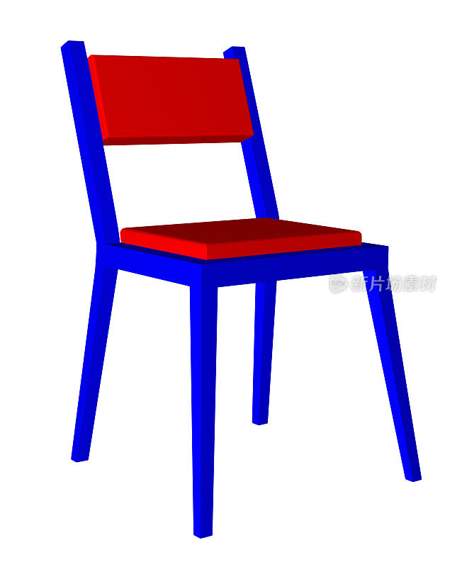 椅子孤立-红色和蓝色
