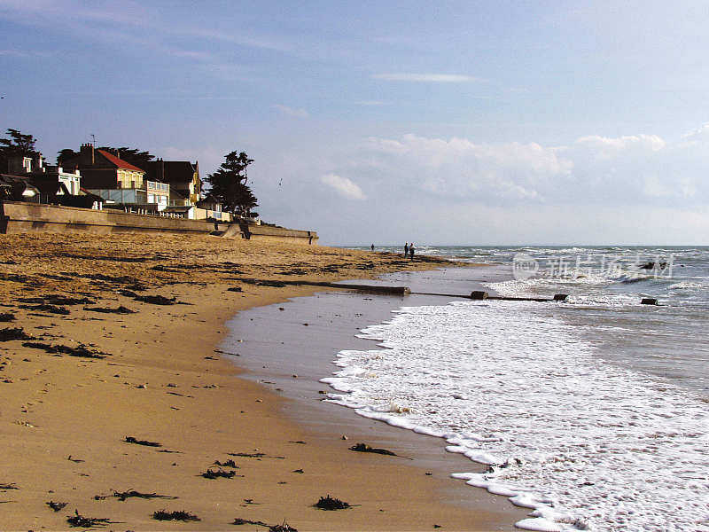 海岸线海滩沿着旺迪大西洋海岸西部卢瓦尔大西洋法国