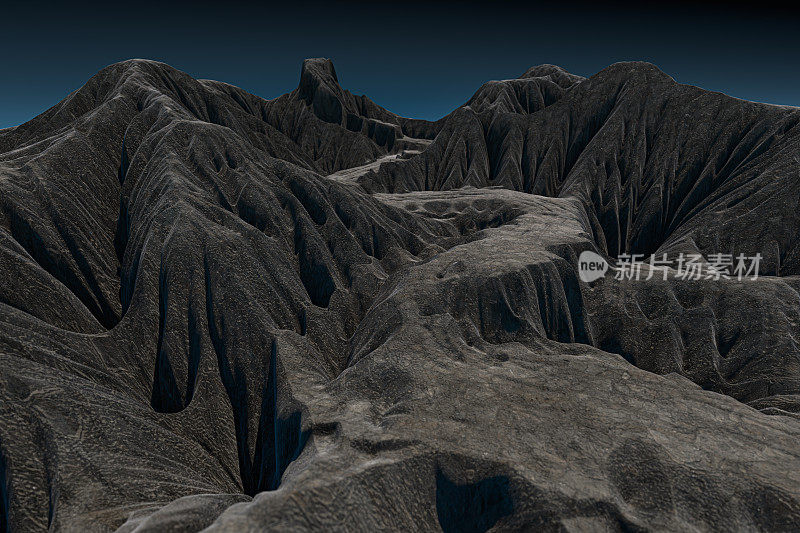 起伏的山路，自然的背景，3d渲染。