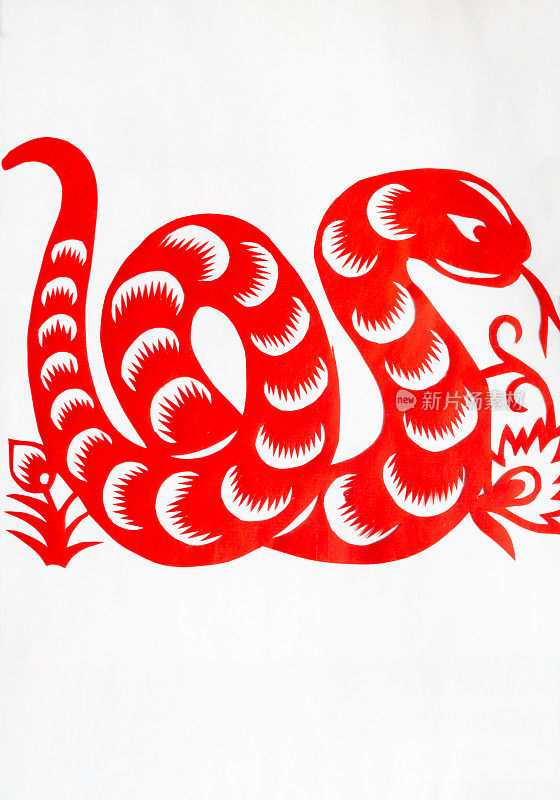 中国传统剪纸、蛇、生肖符号
