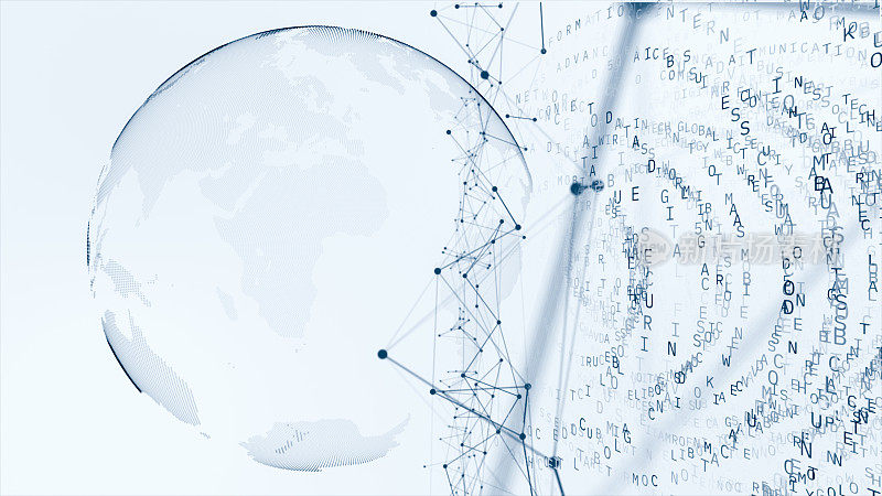 5G和AI技术，全球通信网络概念。业务图。全球业务。