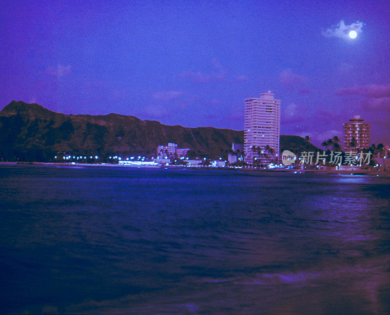 老式复古风格底片扫描，檀香山，夏威夷，美国