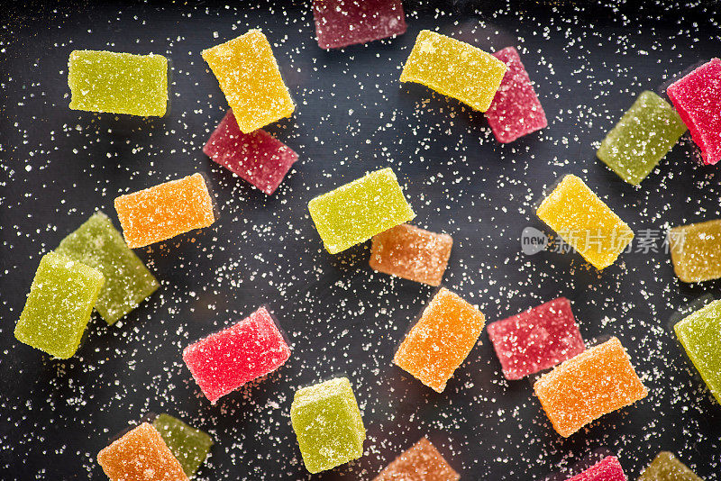 平板果冻软糖方形糖果彩色糖果背景图案