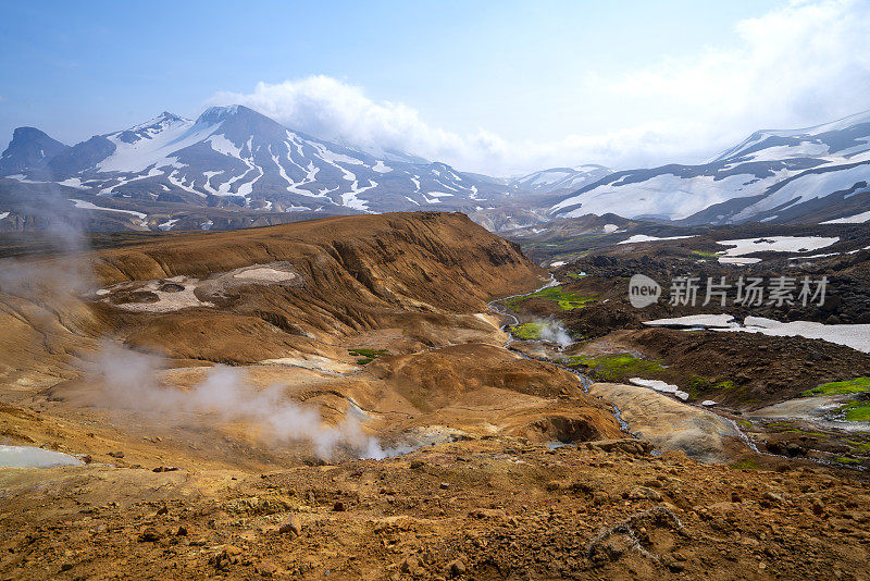 冰岛Kerlingarfjoll山脉的Hveradalir地热区。