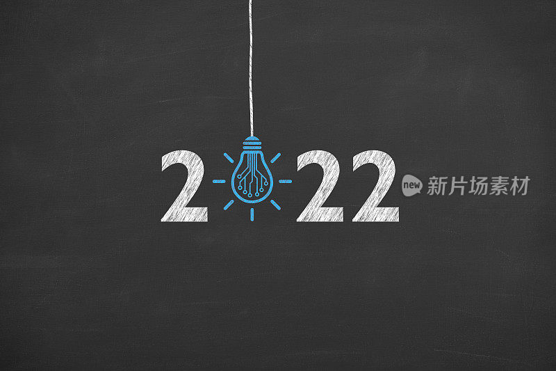新年2022创新理念概念黑板背景