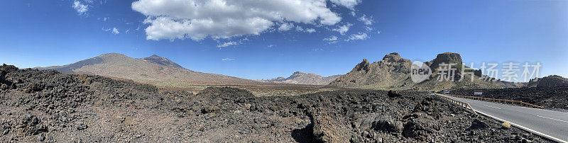 特内里费岛干燥的火山景观。背景是泰德山。
