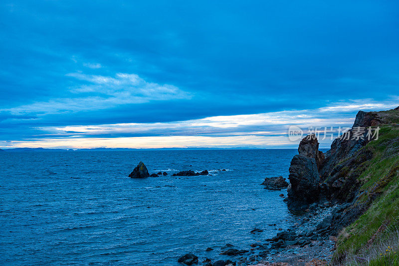 北Twillingate岛的观点在黎明，Twillingate，纽芬兰，加拿大