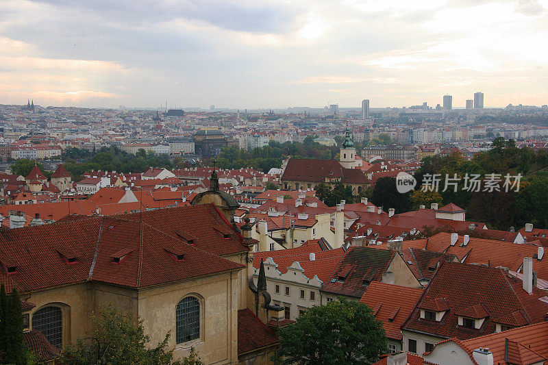 布拉格的城市天际线，布拉格，捷克共和国的城市景观