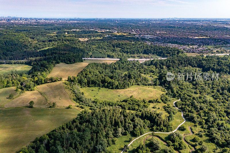 格莱斯科公园的鸟瞰图，威廉格兰杰格林威-亨伯步道，克莱因堡，加拿大