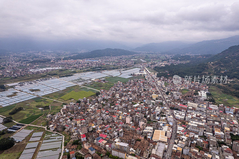 密集农村房屋的航空地图