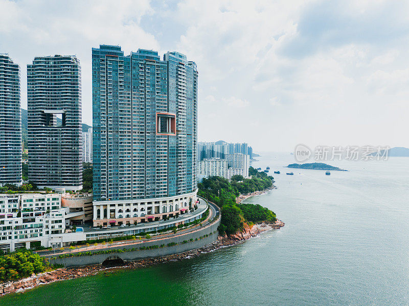 无人机拍摄的香港数码港佳逸住宅