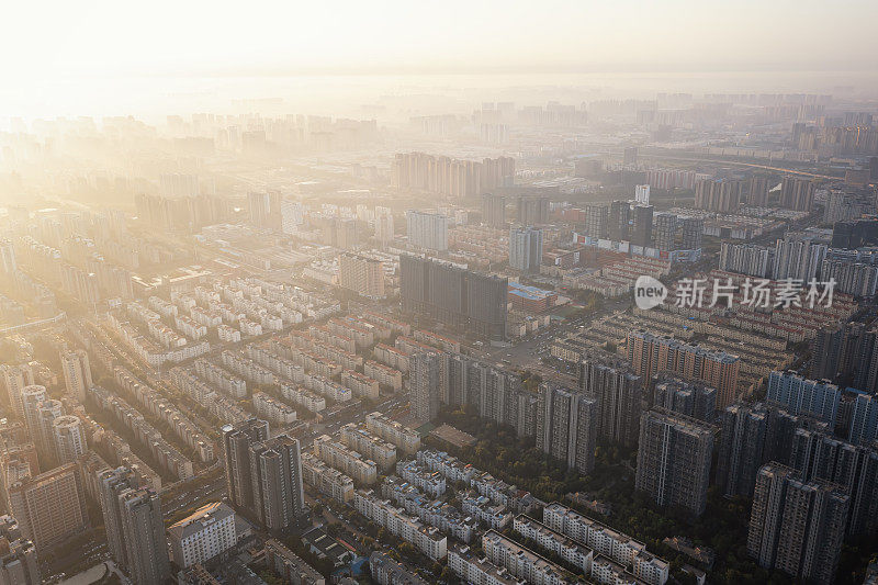 中国郑州全景天际线航拍照片