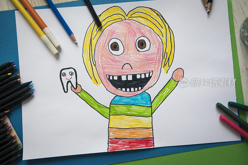 画一个缺牙的孩子